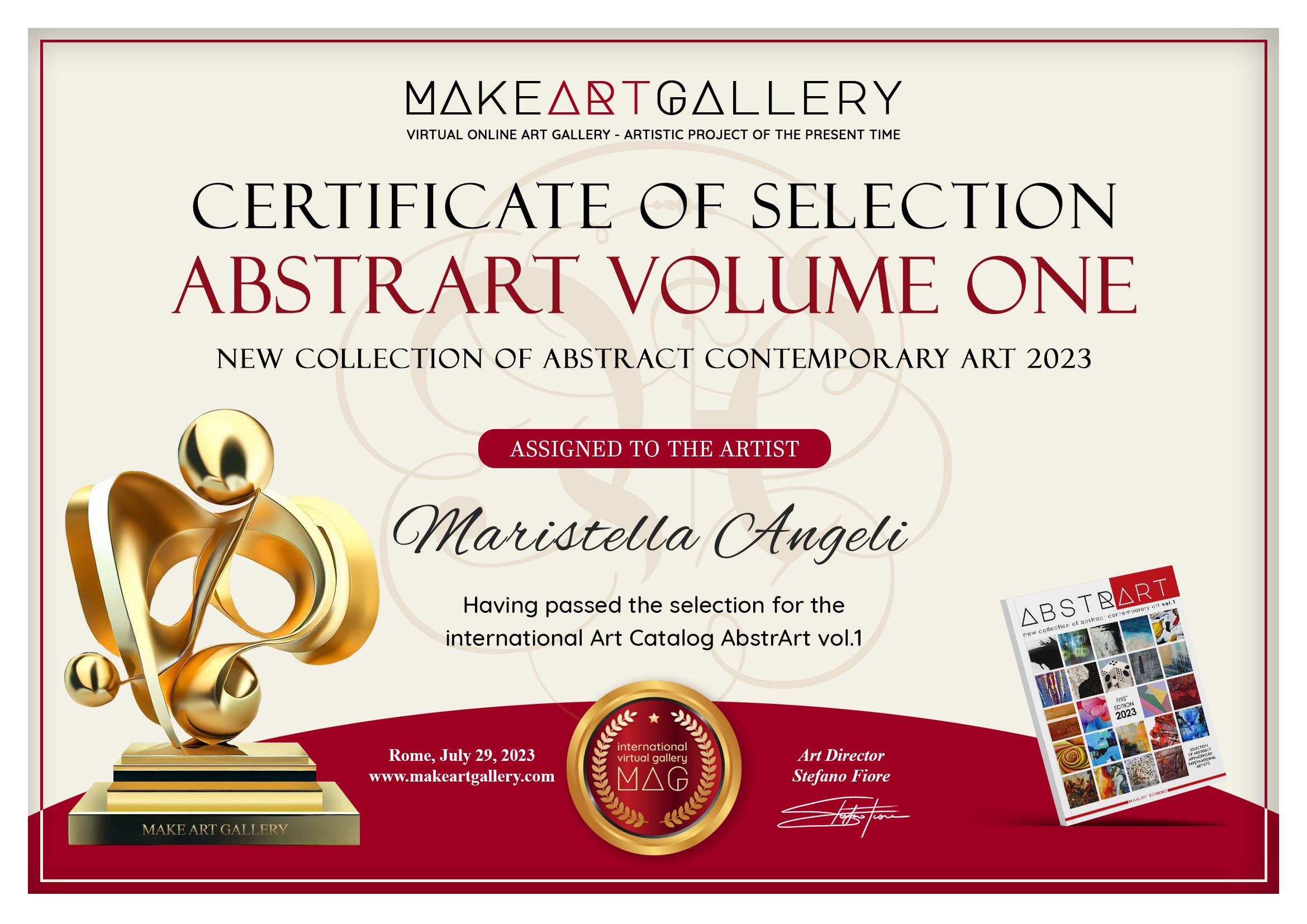 Certificato di selezione AbstrArt Vol. 1