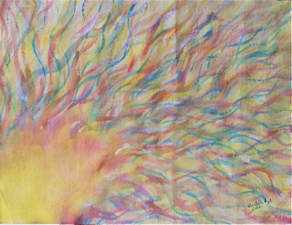 -Titolo: “Rinascita”
-Anno: 2020
-Misure: 39x50
-Tecnica: acquarelli
-supporto: carta artigianale
-Quotazione: 100,00
La Pandemia, ci ha sottoposti ad un periodo in cui la vita di ognuno si è fermata, racchiusa in un’abitazione, un tempo dilatato, una realtà diversa, sui social a condividere momenti difficili, a sostenere gli altri. La nostra fantasia, ci ha permesso di creare opere artistiche differenti, energie creative si sono diramate in molte direzioni. Le risorse interiori, sono espresse in questo dipinto.