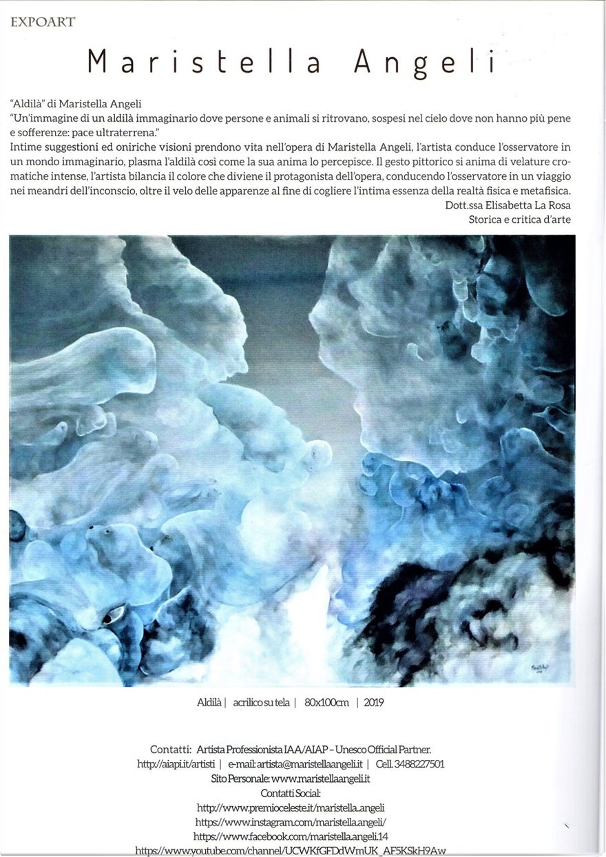 “Expoart”, Art.Culture & Life Style Magazine novembre 2020, pag. 62 “Aldilà” di Maristella Angeli