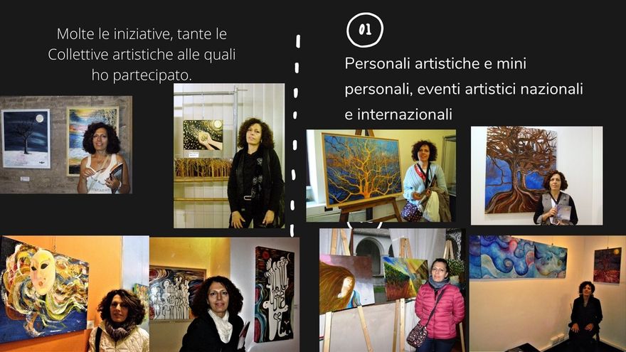Esposizioni artistiche: Macerata, Terni (PG), Roma, Montecosaro (MC), Gubbio(PG)